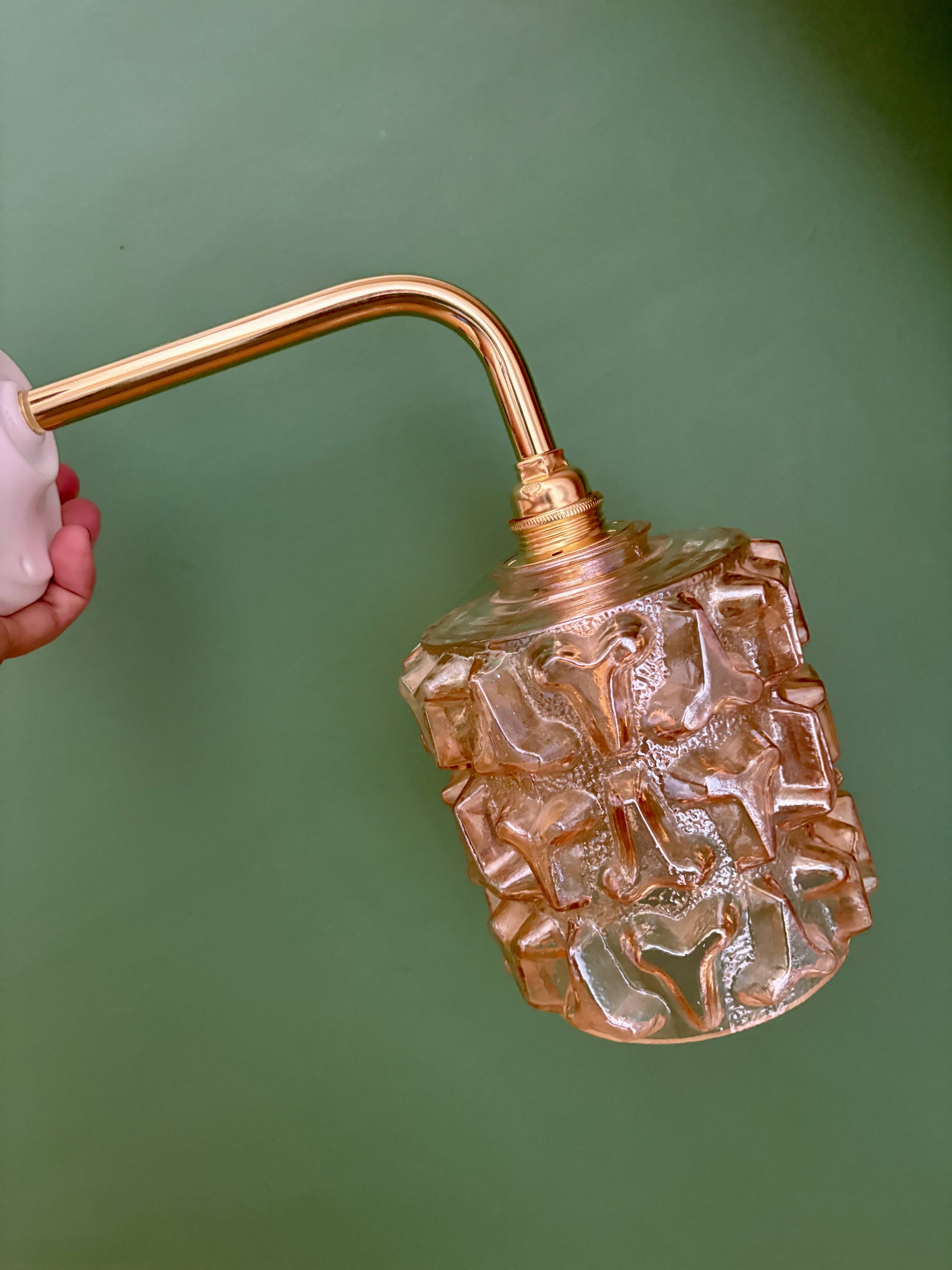 Vintage amber glass globe wall light