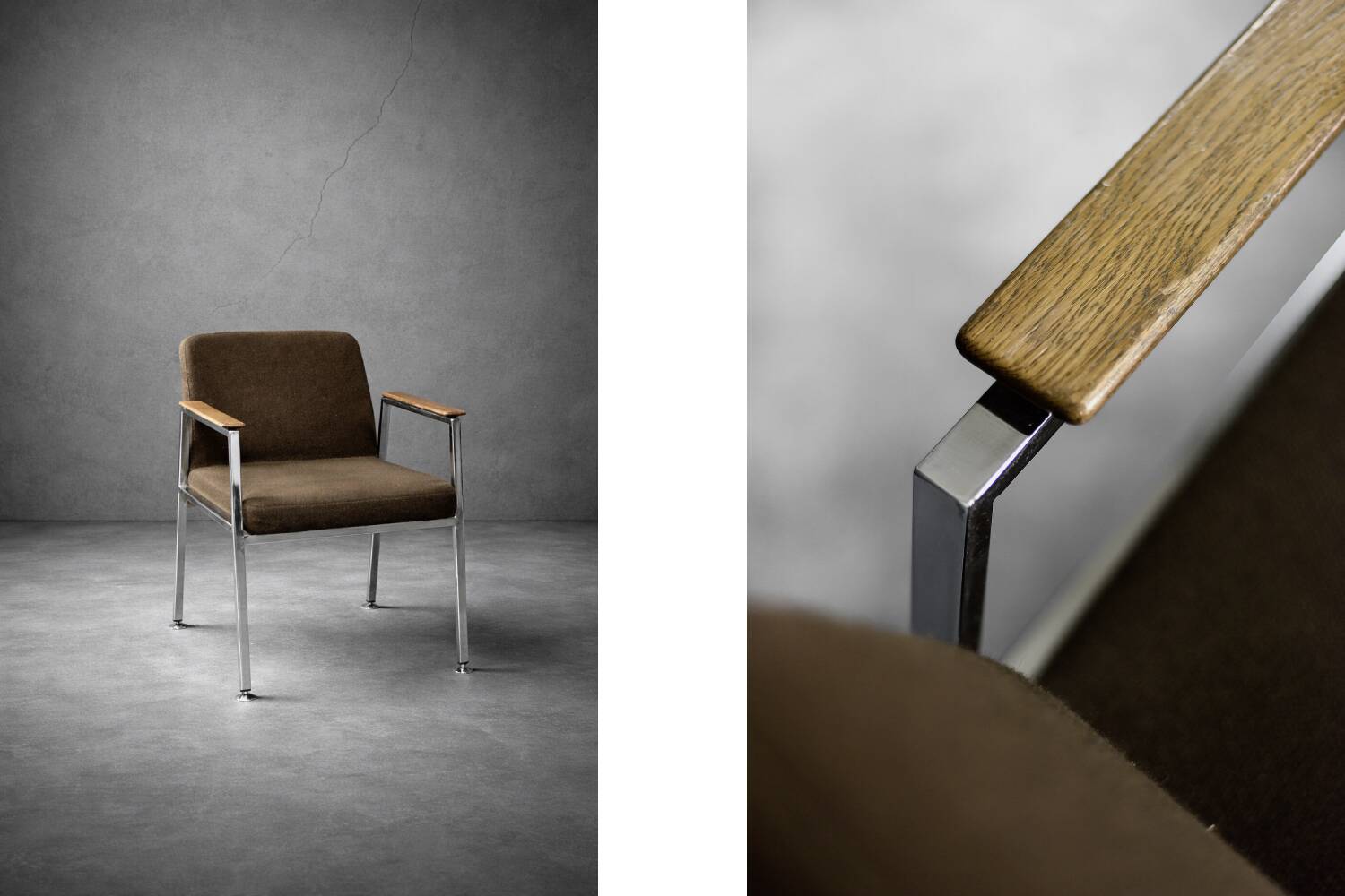 Mid-century modern brown German conference chair, made by Drabert, 1970.