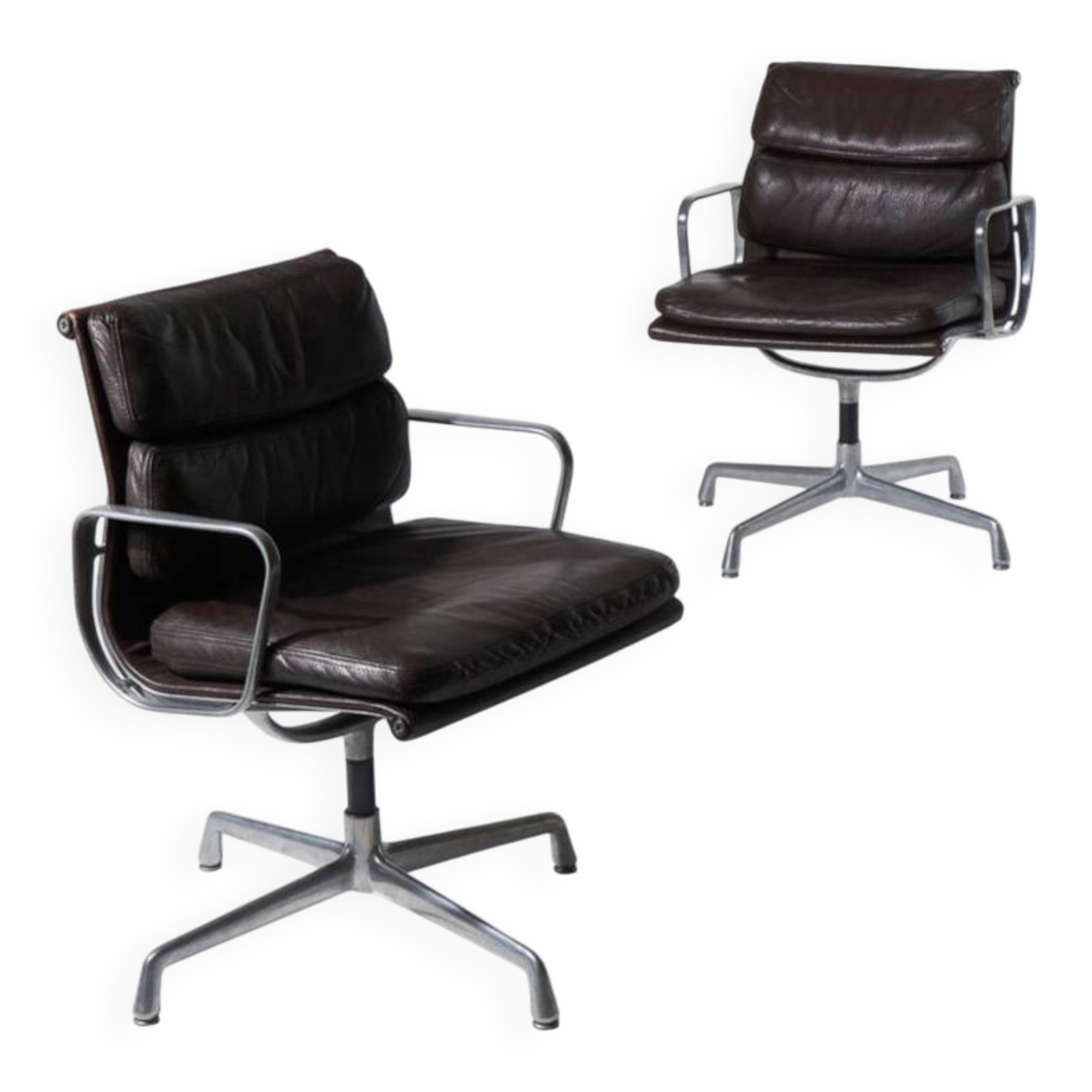 Pair of brown leather sofa pads, Herman Miller, 1970s