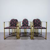 Hollywood regency dining table & 6 armchairs - belgo chrom