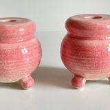 Bougeoirs en ceramique rose années 90