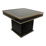 Table basse console appoint en laque noire et laiton