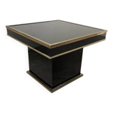 Table basse console appoint en laque noire et laiton