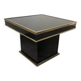 Table basse console appoint en laque noire et laiton