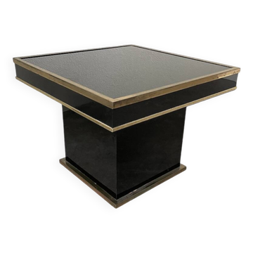 Table basse console appoint en laque noire et laiton