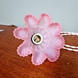 Scalloped pink satin glass pendant/lamp, 1920s-30s