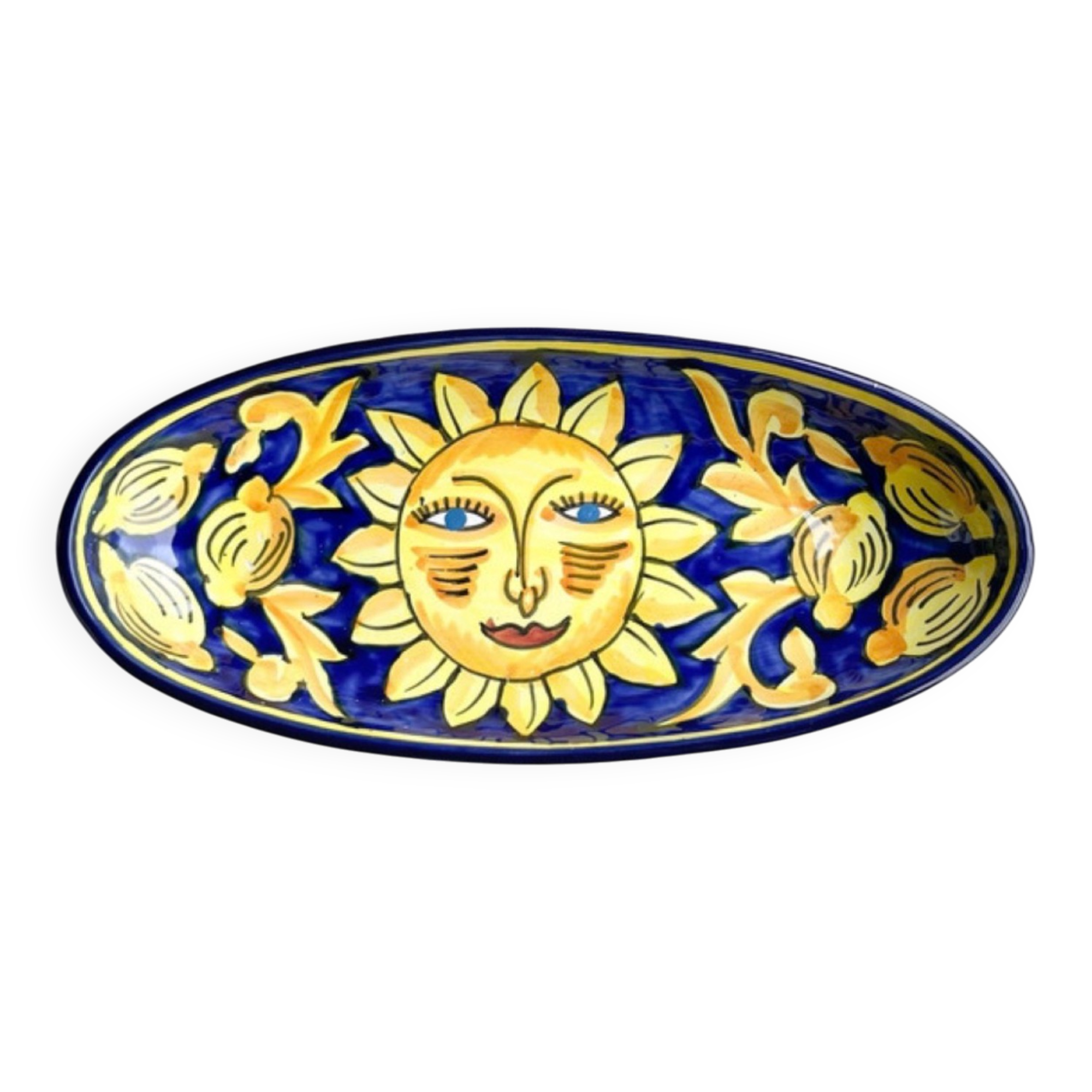oval plate in artisanal earthenware Decor Sun & Lemons
