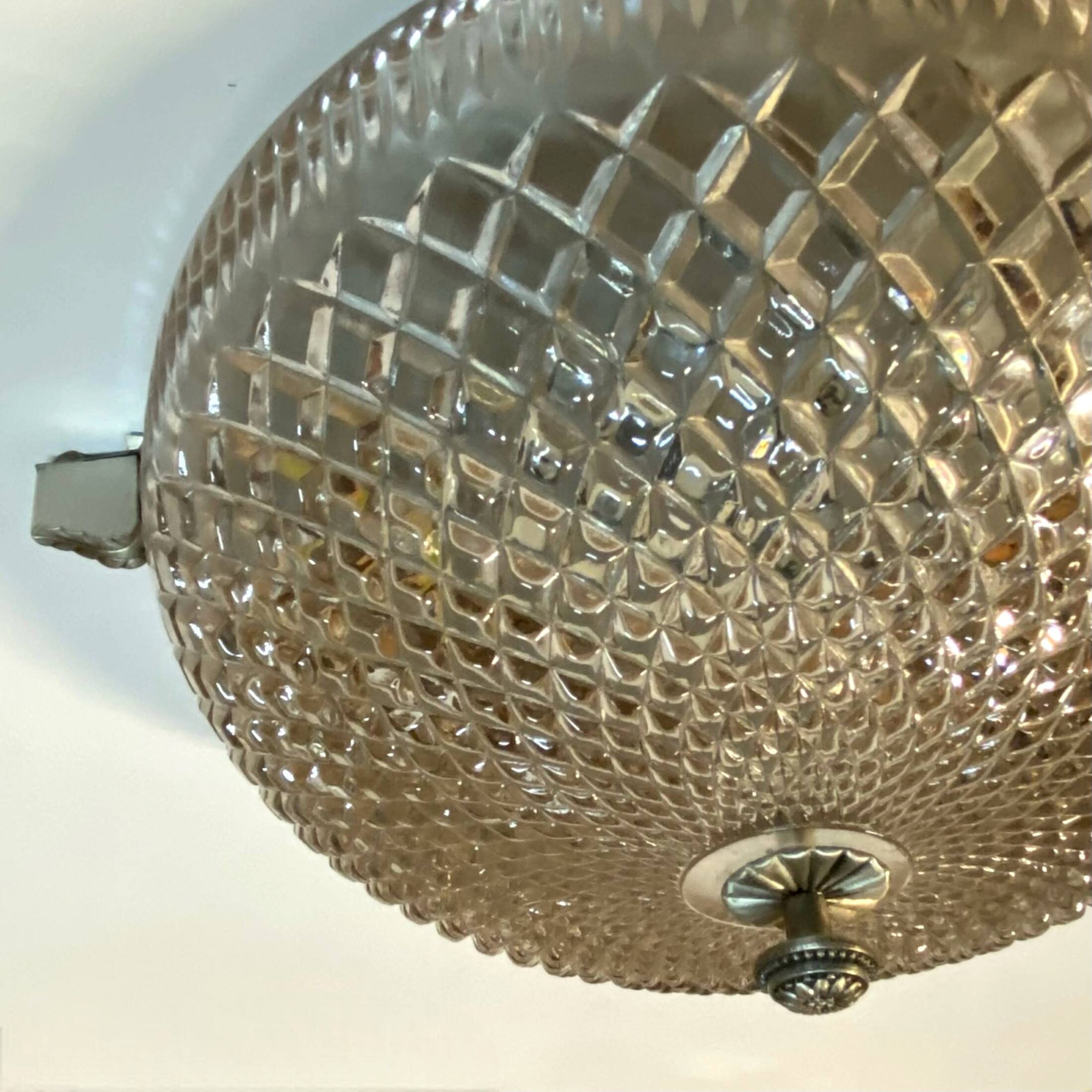 Large glass wall light 1950 vintage transparent old light fixture
