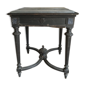 Table mignonne noir en chaîne avec couverture en zinc années 1900