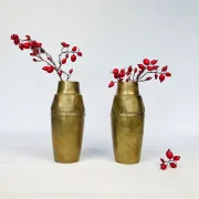 Art Nouveau Wrought & Hammered Brass Vases from WMF Germany 1920s, Set of 2