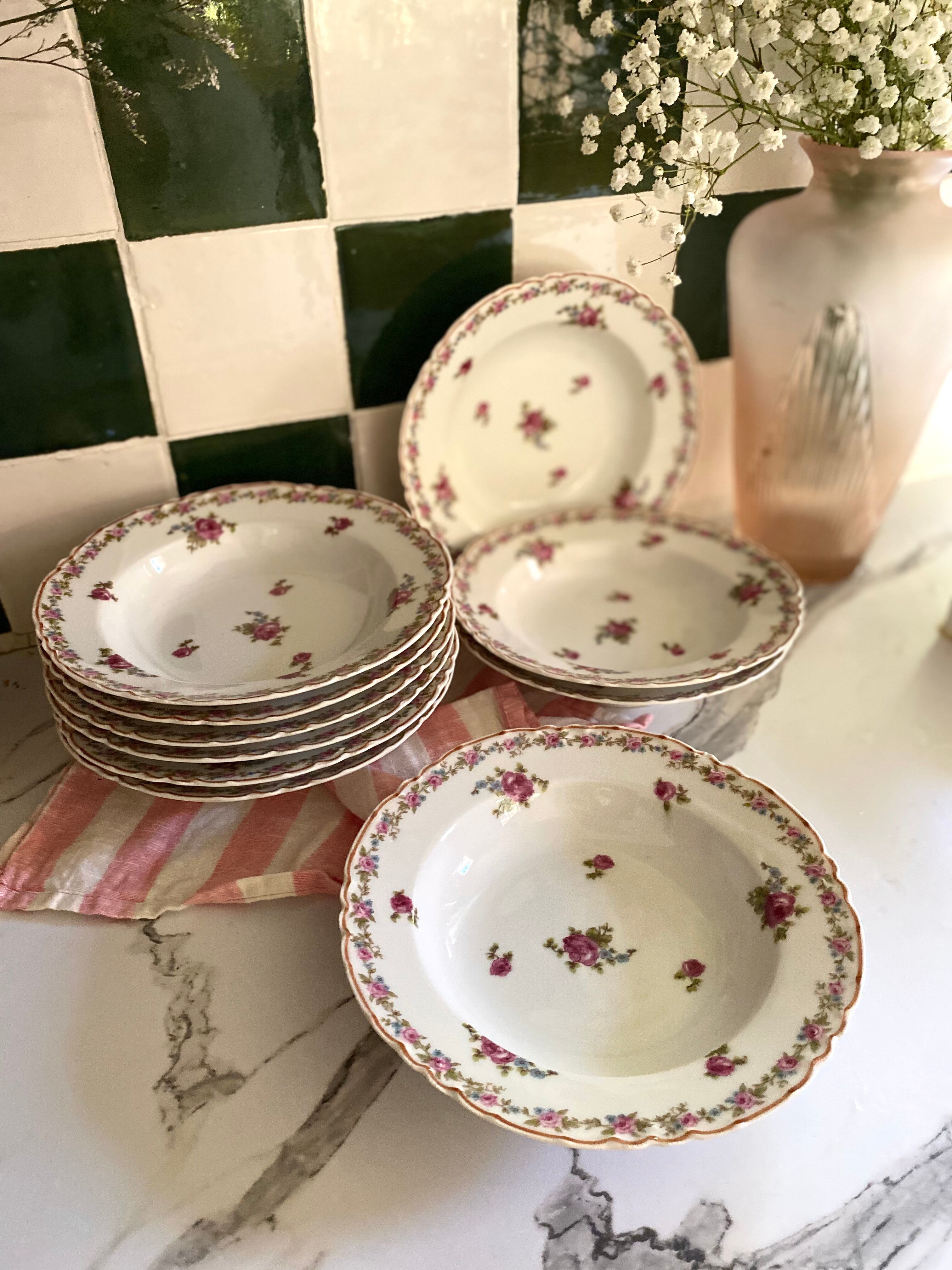 Deep Plates (Bowls) in Limoges Porcelain GDA 1900