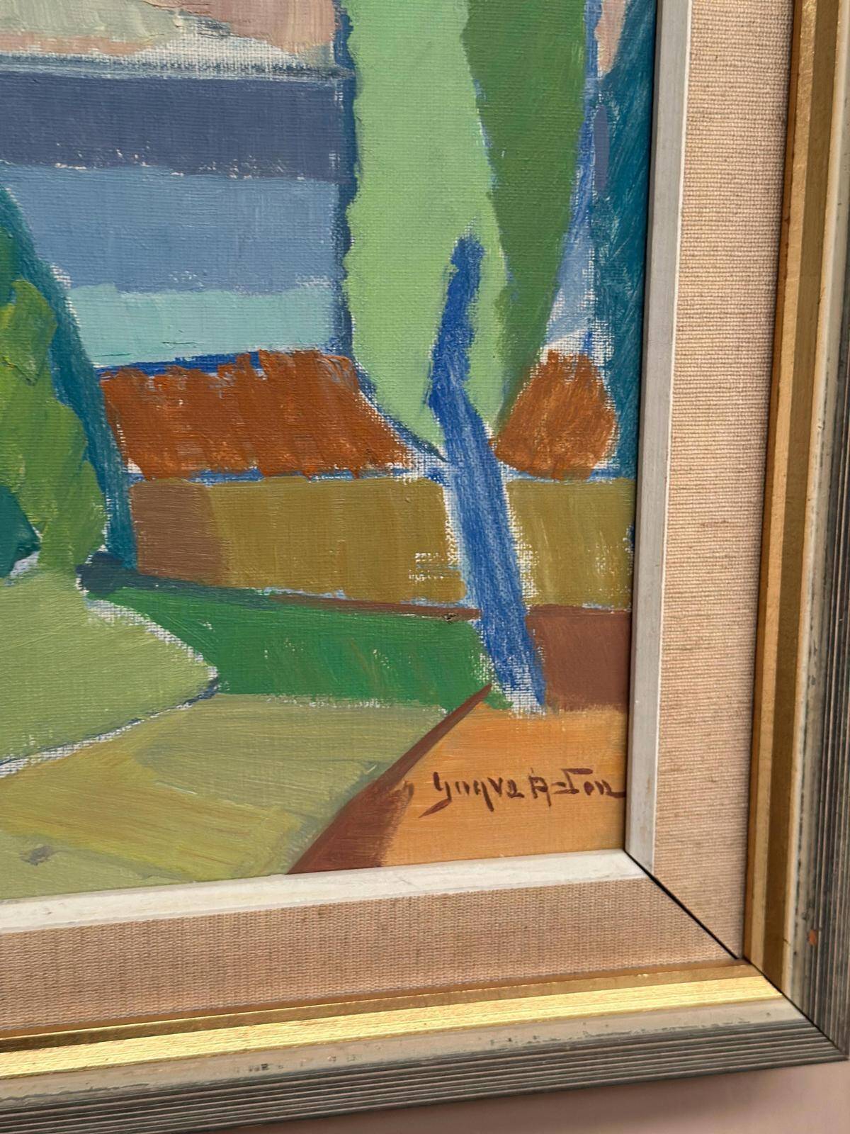Original Mid Century Swedish Oil On Canvas — Fractured Horizon By Yngve Andersson — Signed — Vintage & Framed — 34 × 62 Cm (13.4" × 24.4")