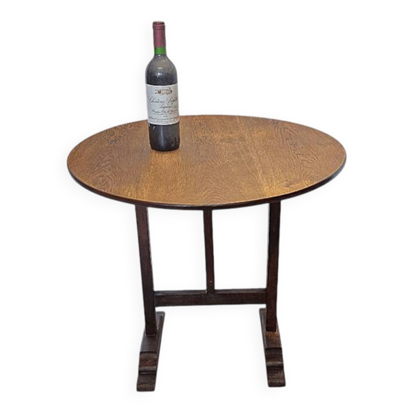 Table d'appoint vigneron en chêne français antique, début des années 1900.
