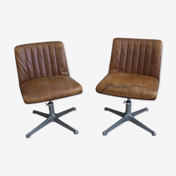 Paire de fauteuils cuir Modus par Osvaldo Borsani