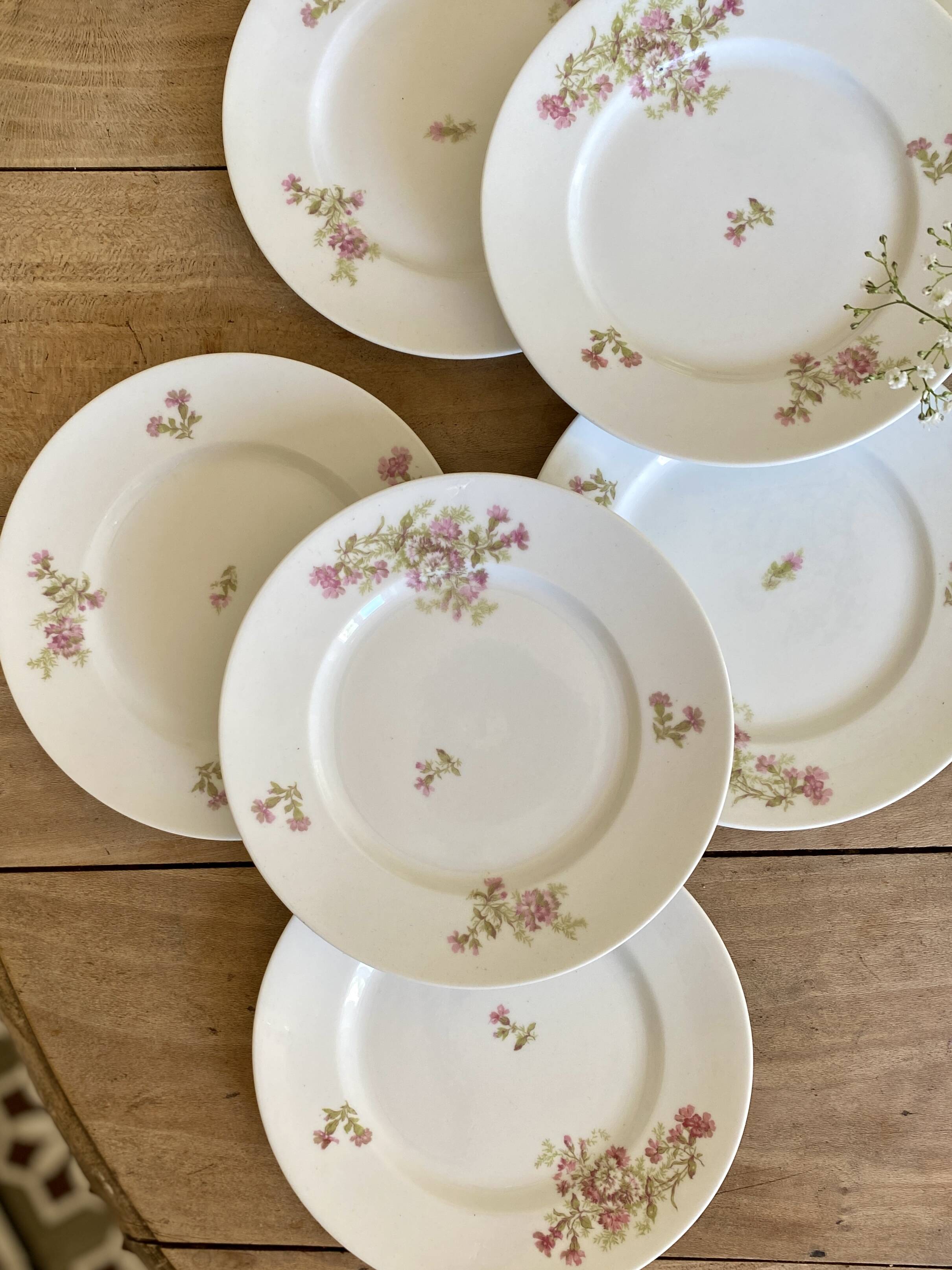 Lot de 10 assiettes à dessert vintage en porcelaine