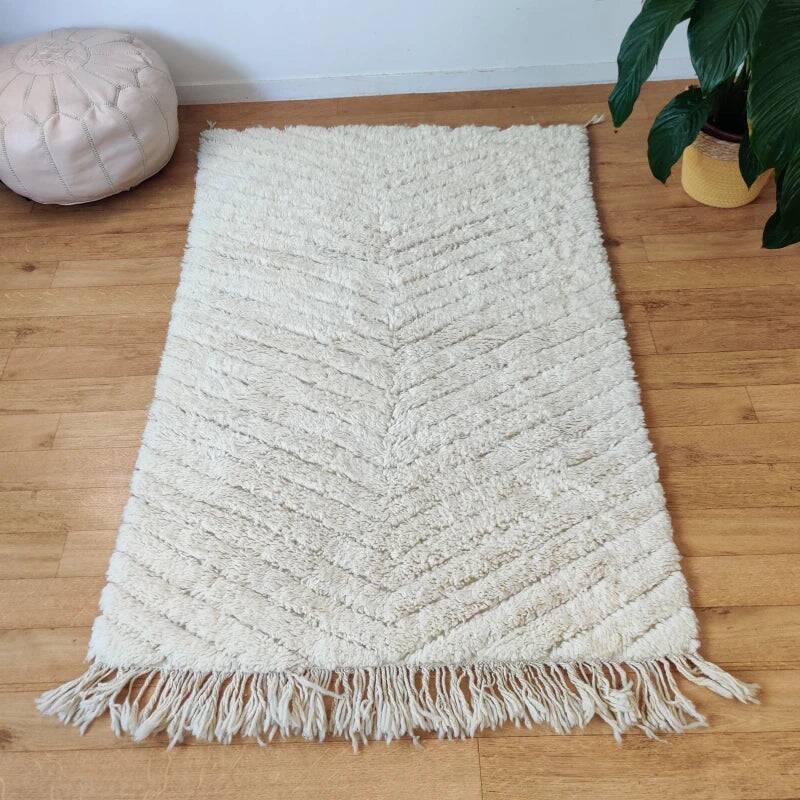 Béni Ouarain rug white Shaggy 105x165 cm