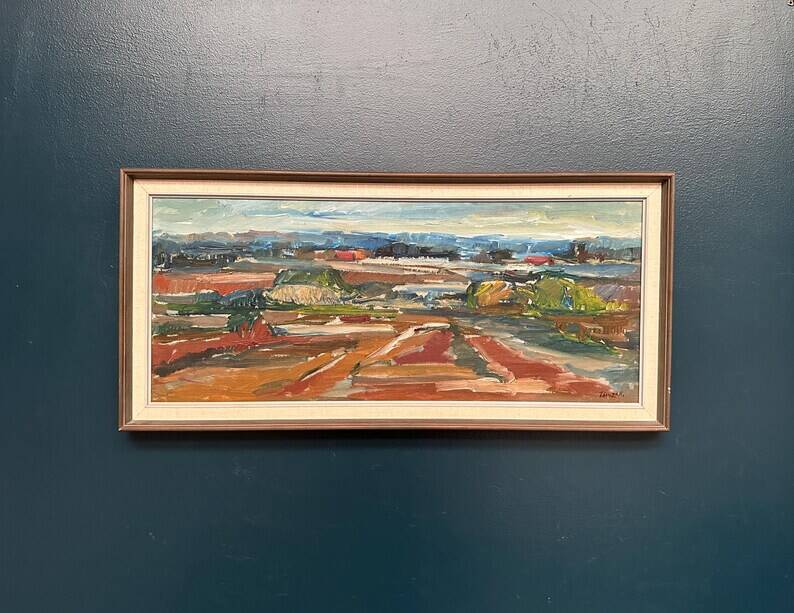 Original Swedish Oil on Canvas – “Landscape” by Jerzy Luczak‑Szewczyk (1923–1975)