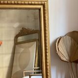 Old gilded mirror louis Philippe rectangular carved godrons