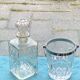 Whiskey carafe and ice bucket stamped crystal d'arques in vintage transparent glass