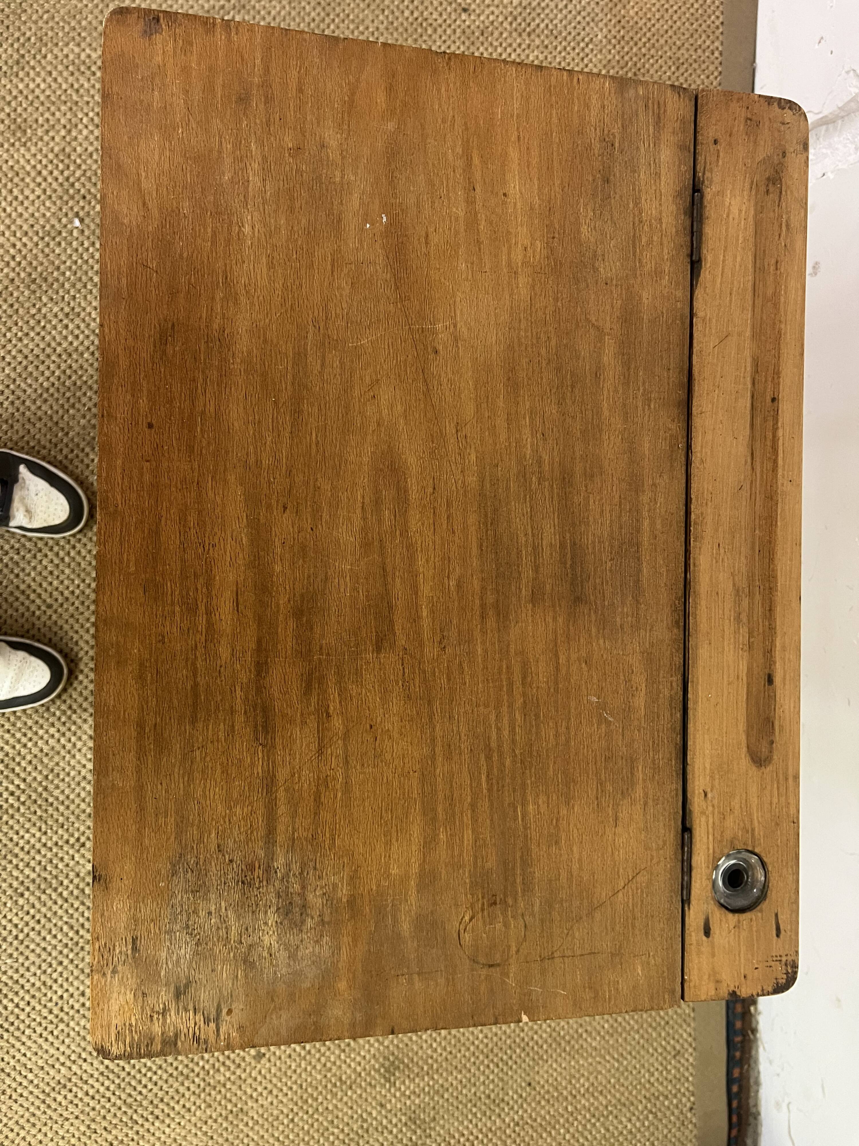 Rare Antique School Desk Art with Ink Well