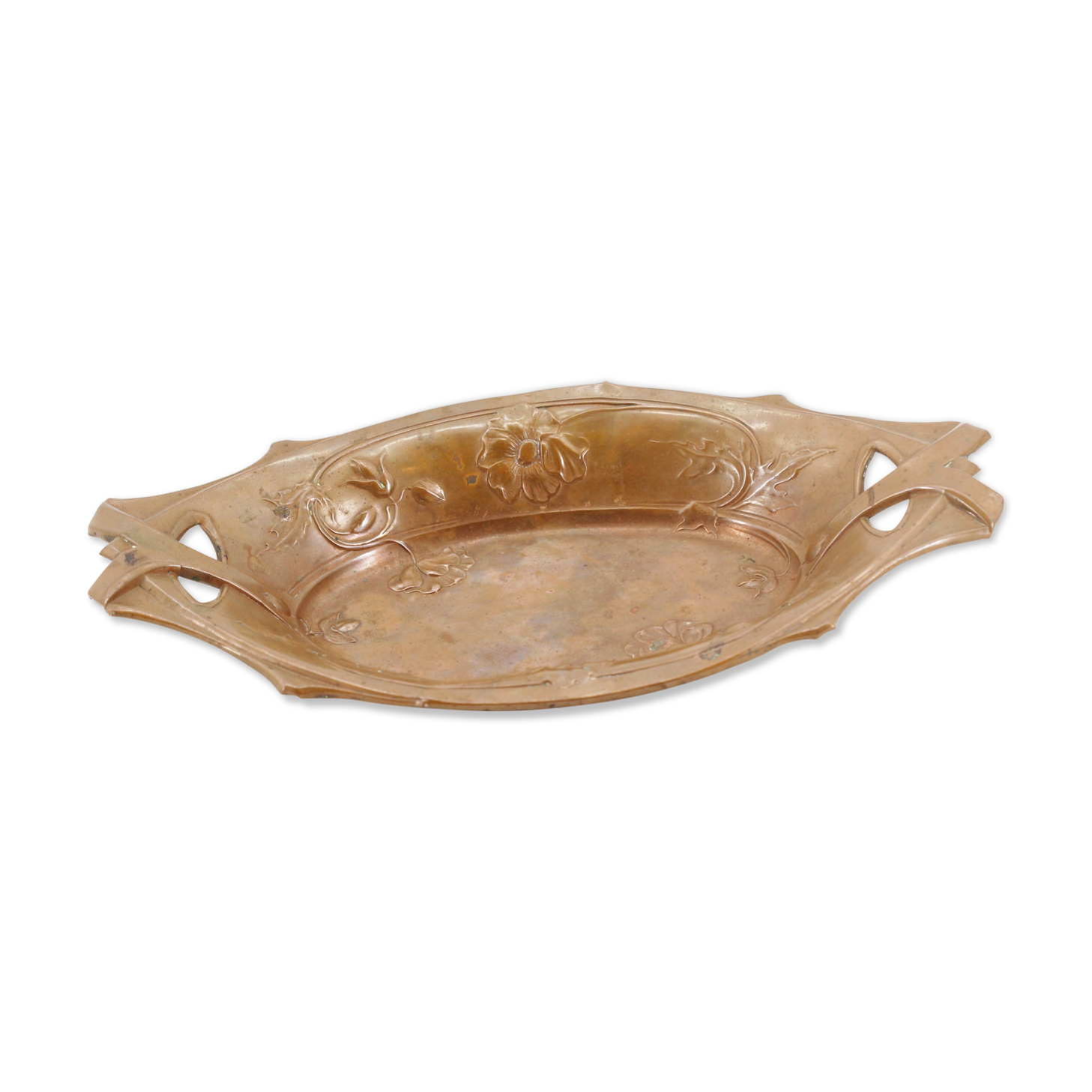 Dish basket art deco metal floral decoration