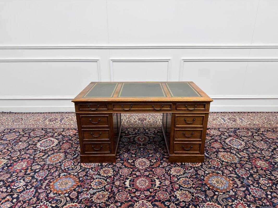 Classic English Desk with Green Inlay
