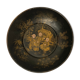 CHINA, black lacquered wood cup decorated three dignitaries early twentieth century