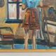 Oil painting of a young woman signed Milon 1967