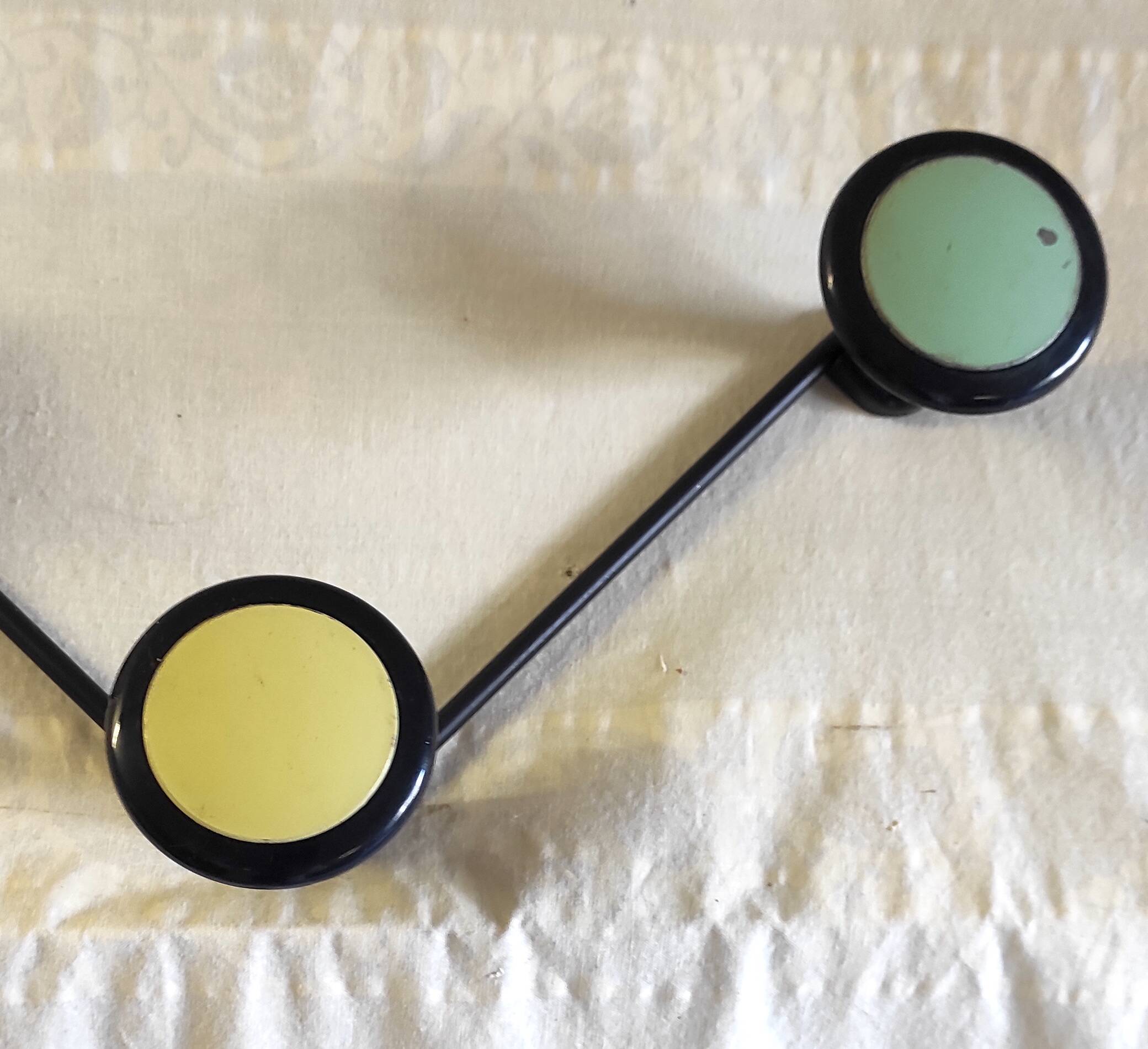 Tri-colour wall coat rack design - 1950s/60s