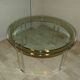 Dining table in chrome and gold steel, Romeo Rega style, Italy, 1970s.
