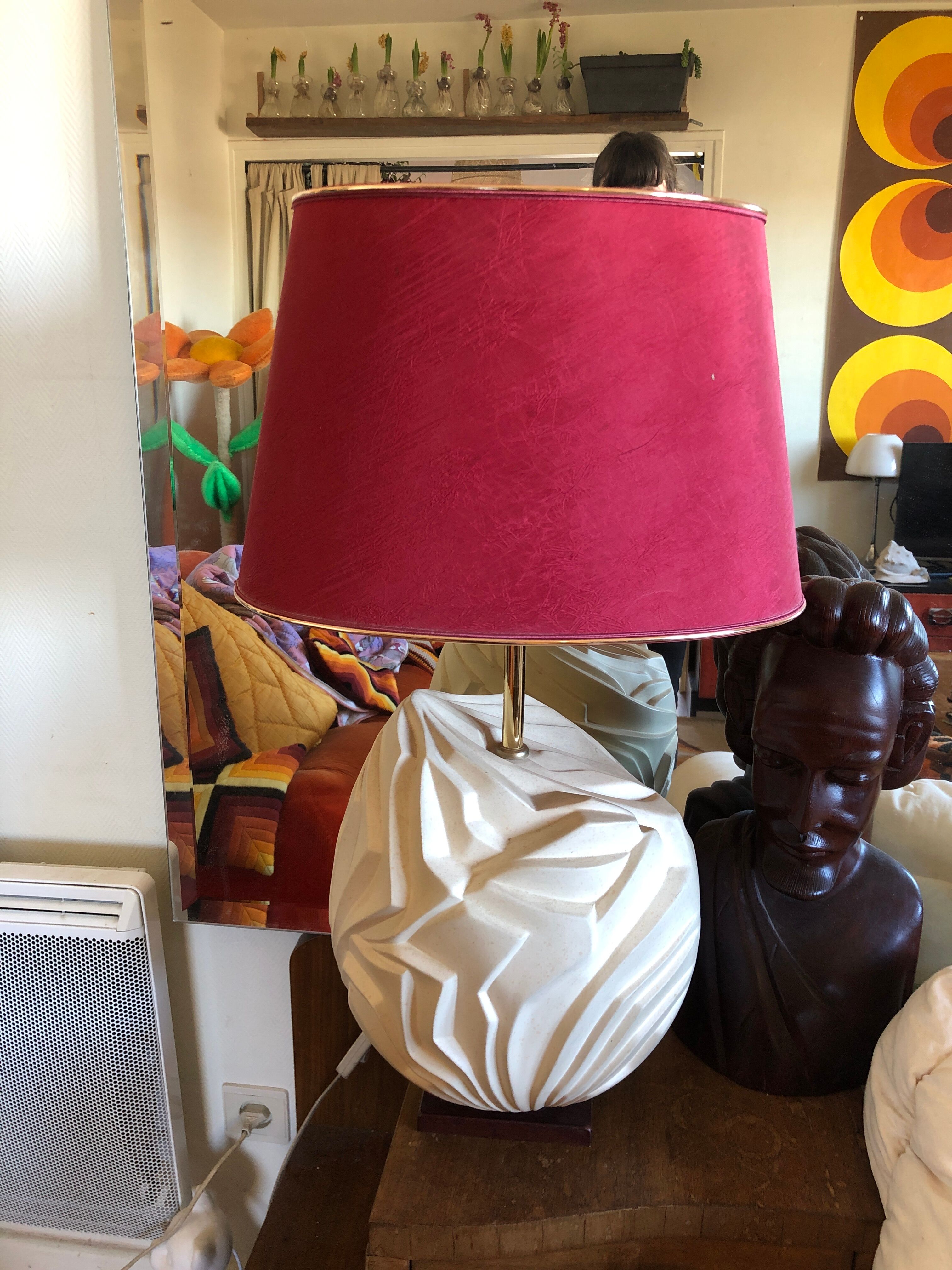 Lampe à poser design monteuse viva villa vintage céramique œuf strié