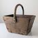Antique wooden log basket with wrought iron fittings, Wabi-Sabi, 19th century