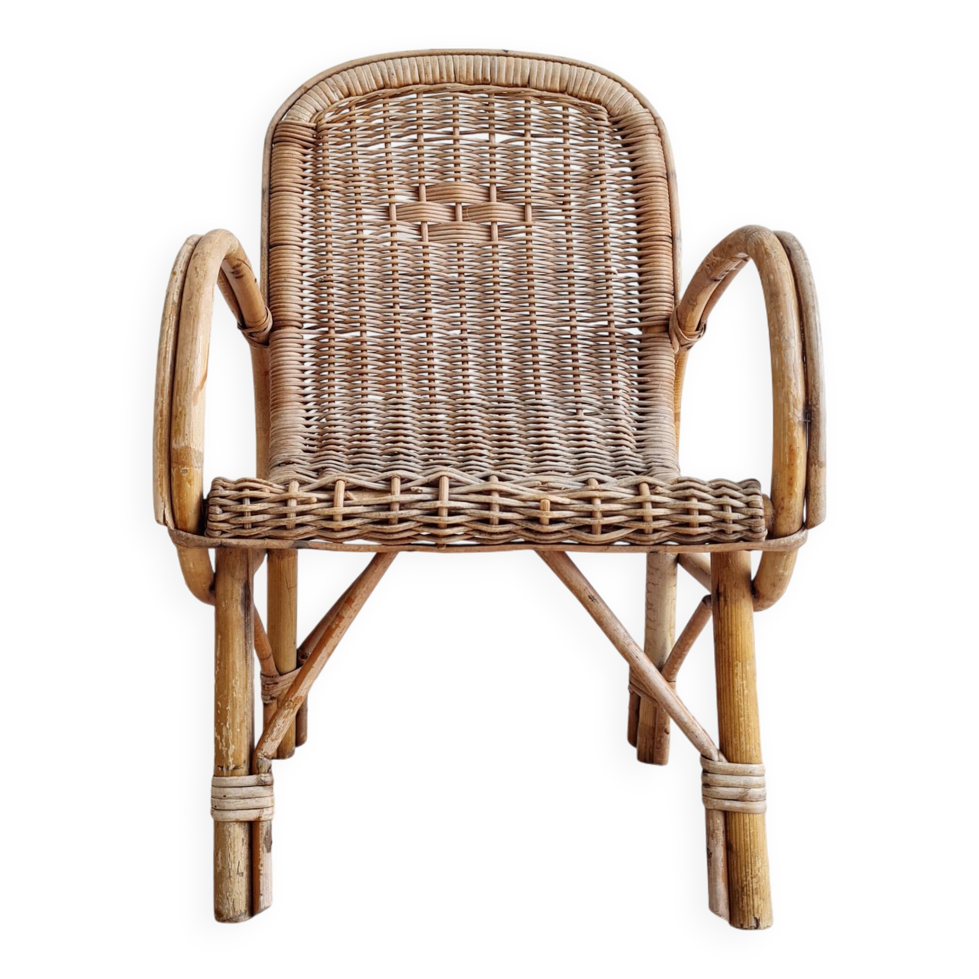 Fauteuil ancien enfant en rotin
