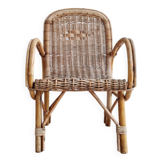 Fauteuil ancien enfant en rotin