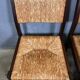 6 wooden vintage chairs dark wood rush