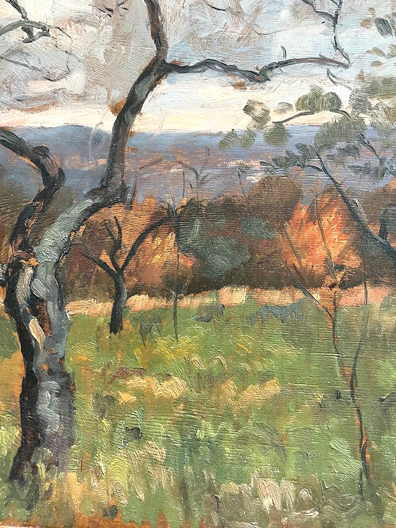 Painting “Wooded Landscape”, Oil on panel