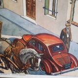 School poster 50s, Rossignol editions, cardinal points the school plan