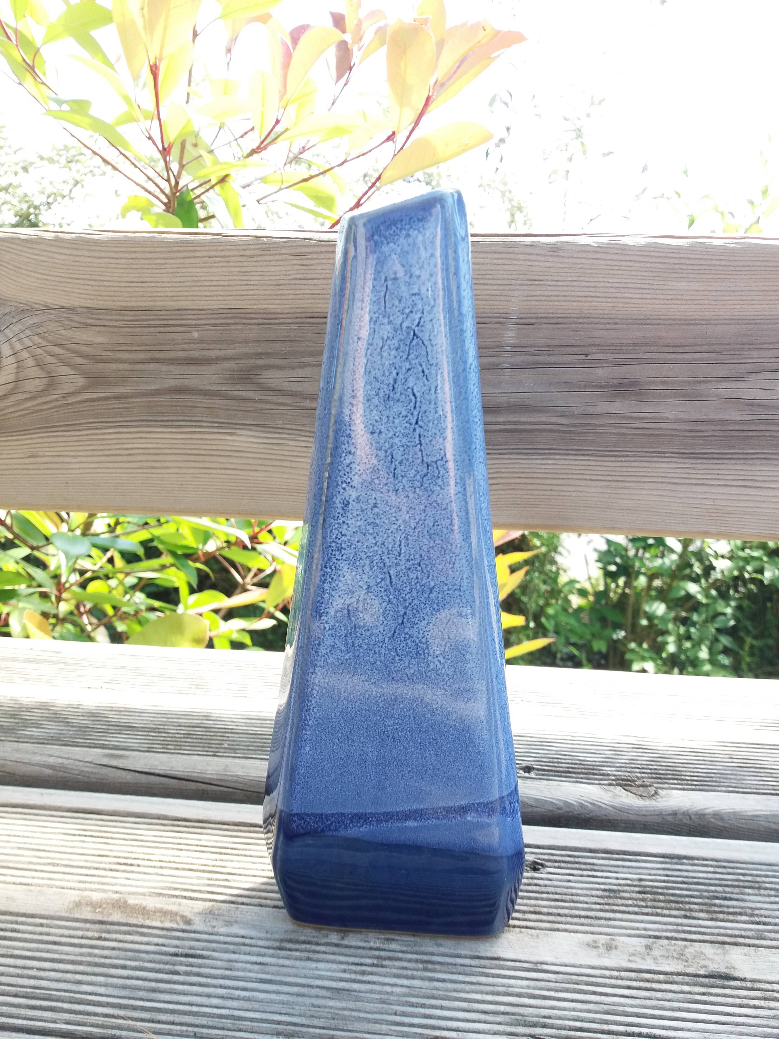 Geometric speckled glazed ceramic vase