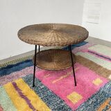 Round wicker coffee table from the 60s