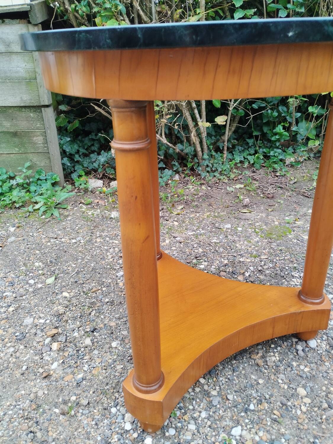 Antique Empire style pedestal table with marble top