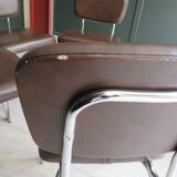 Set of 4 chairs in skaï and vintage chrome