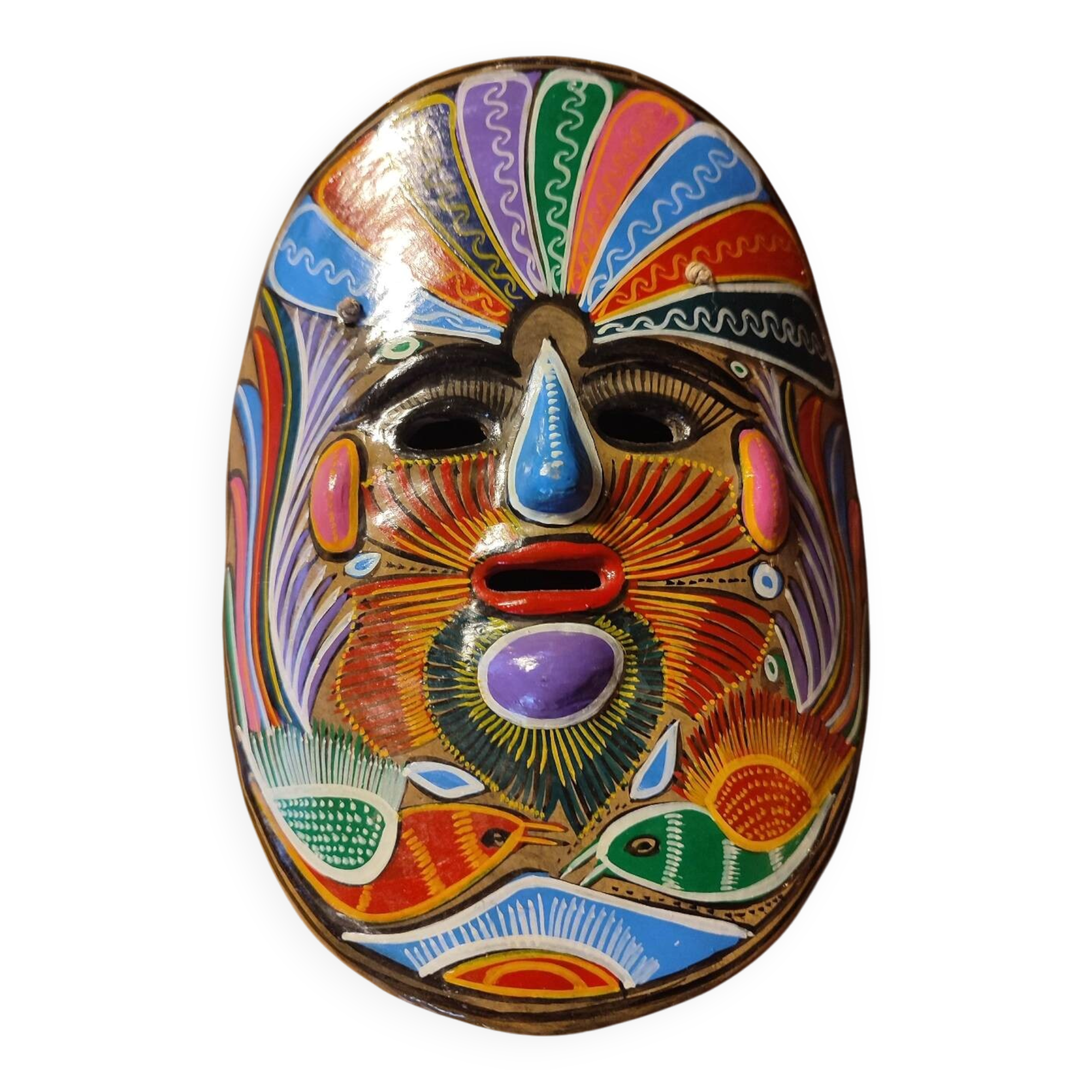 Vintage Mexican terracotta mask from the 1970s.