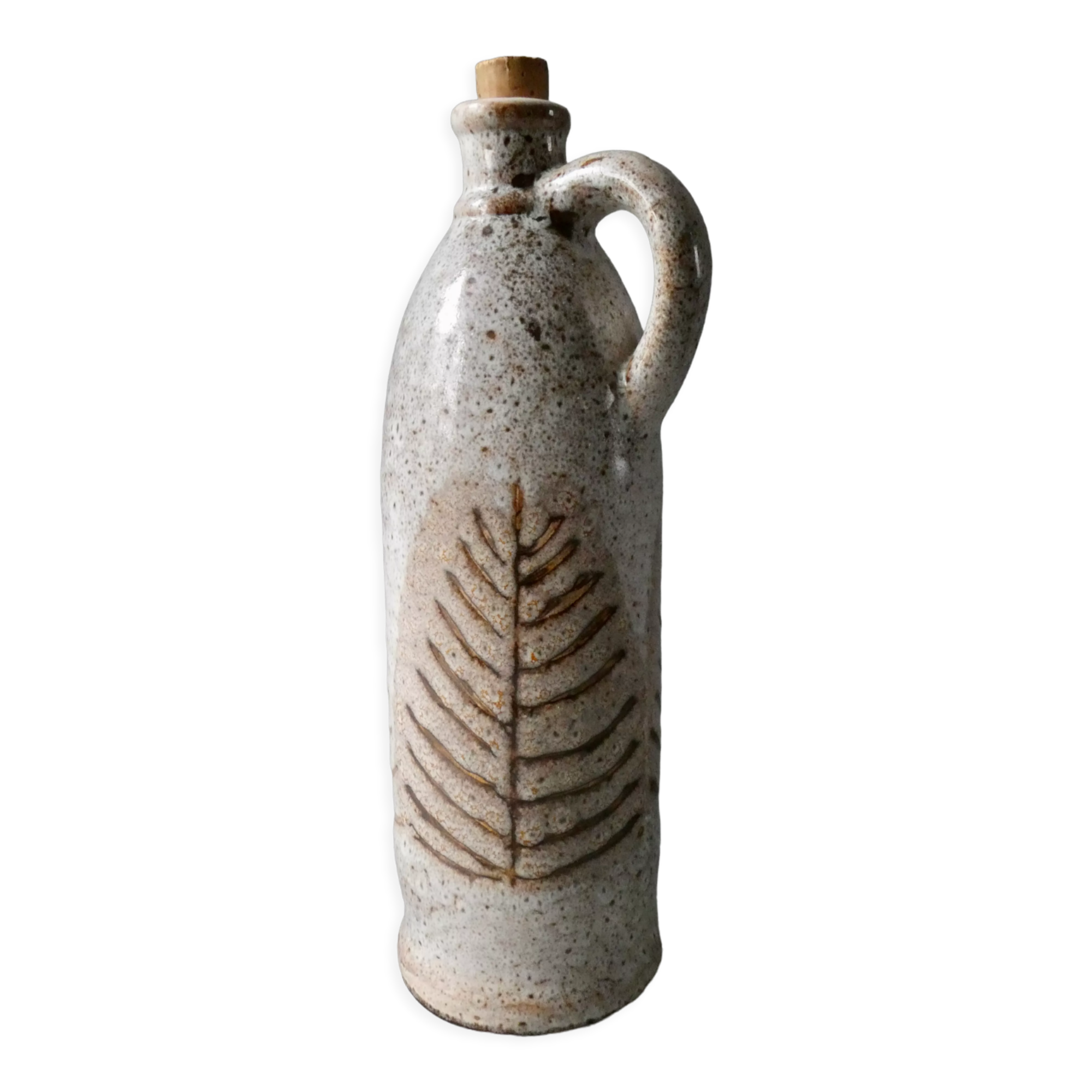 Stoneware bottle herbarium decoration, Jalapa model of the 60s