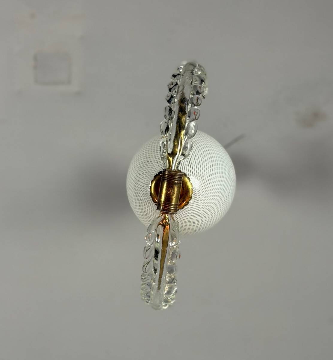 Venetian chandelier in colorless Murano glass, "Vetro à reticello" cut, circa 1950