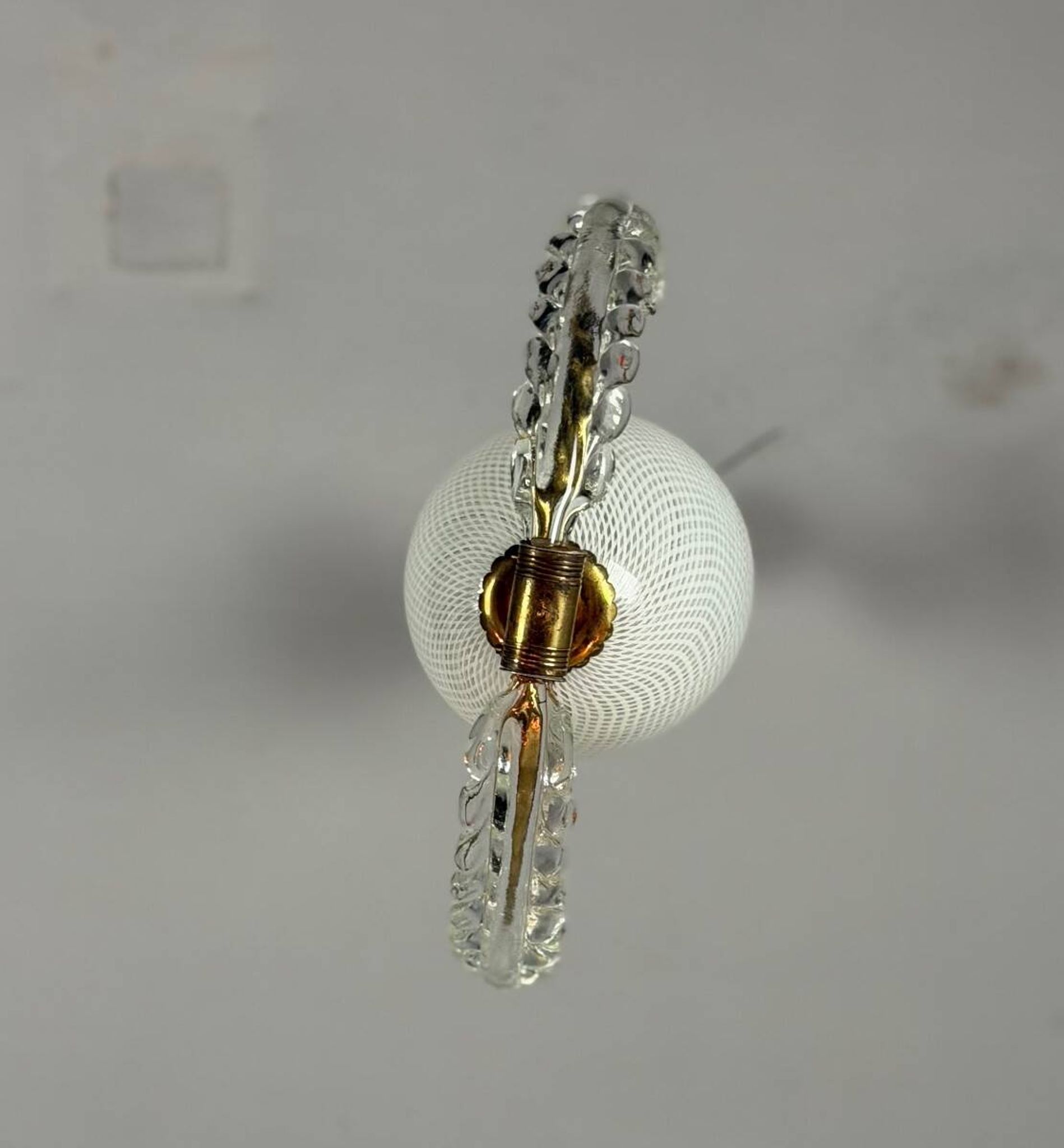 Venetian chandelier in colorless Murano glass, "Vetro à reticello" cut, circa 1950