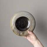 Handmade ceramic vase or empty pocket, Japanese design, Japandi stoneware