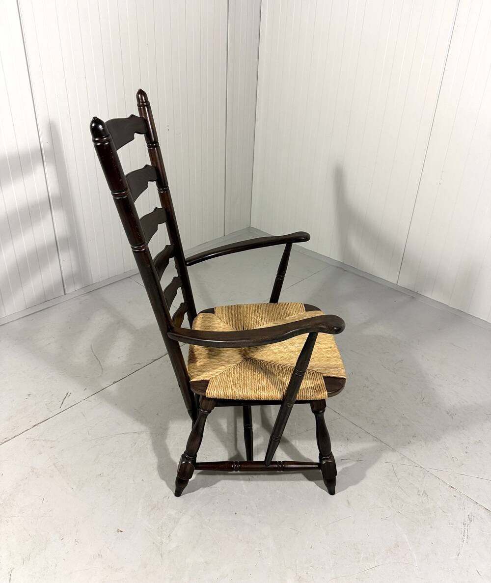 Rustic brutalist high ladder back arm chair 1960’s