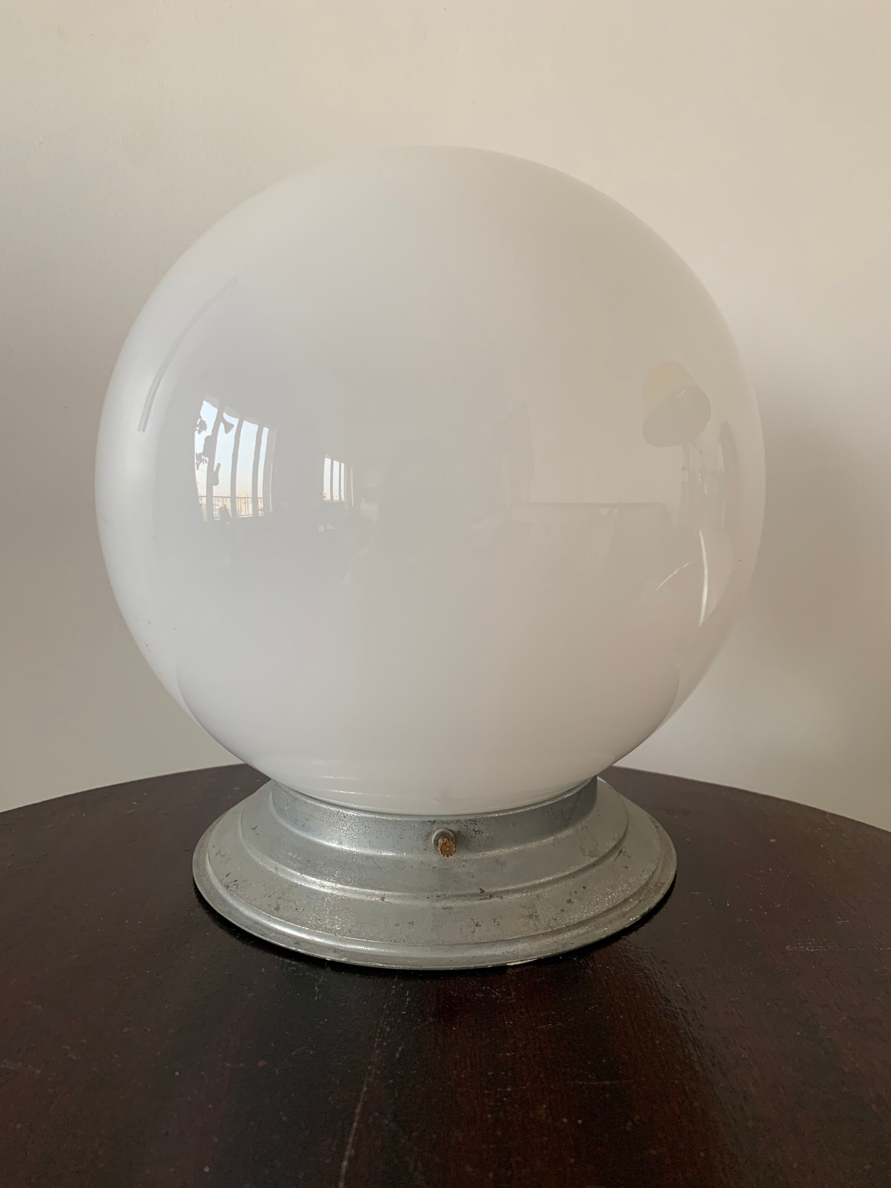 Ceiling lamp, art deco opaline globe