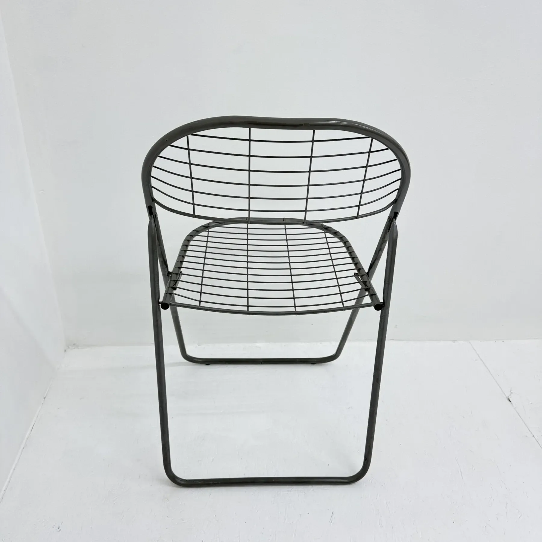 Niels Gammelgaard for Ikea grey wire metal folding chair, 1970s