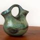 Vase double col Art-Déco en grés flammé vert irisé par Alphonse Cytère.